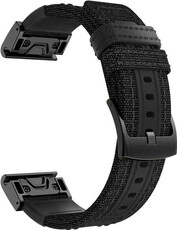 Curea din nailon Ricardo 22mm (pentru Garmin Fenix ​​​​7/6/5, Epix 2, MARQ, etc.), neagră, QuickFit