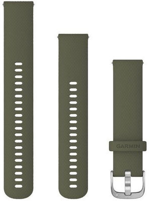 Curea Garmin Quick Release 20mm, silicon, verde, cataramă argintie (Venu, Venu Sq, Venu 2 plus, etc.) + partea extinsă