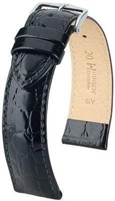 Curea neagră din piele Hirsch Crocograin L 12322850-2 (Piele de vițel)