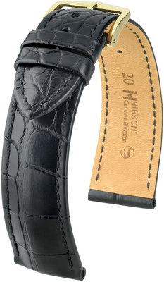 Curea neagră din piele Hirsch Genuine Alligator M10200759-1 (Piele de aligator)