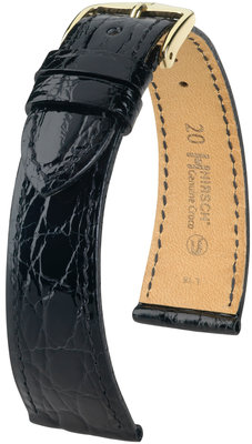 Curea neagră din piele Hirsch Genuine Croco M 18900850-1 (Piele de crocodil) Hirsch selection