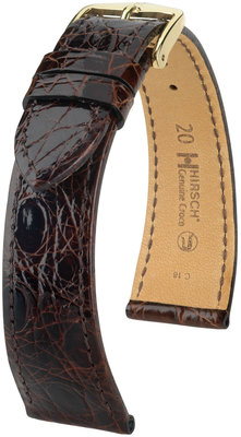 Curea maro închis din piele Hirsch Genuine Croco M 18800810OE-1 (Piele de crocodil) Open End