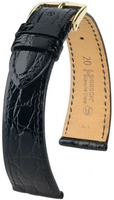 Curea neagră din piele Hirsch Genuine Croco M 01808150-1 (Piele de crocodil)