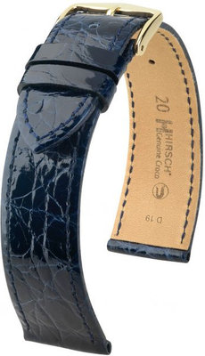 Curea albastru închis din piele Hirsch Genuine Croco M 01808180-1 (Piele de crocodil) Hirsch Selection