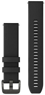 Curea Garmin Quick Release de 20 mm, silicon, negru, catarama închisă la culoare (Venu, Venu Sq, Venu 2 plus, etc.)