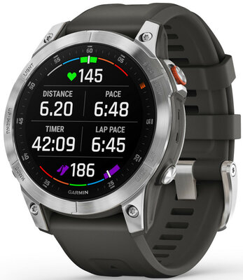 Garmin Epix 2 Glass, Silver / Gray Silicone Band