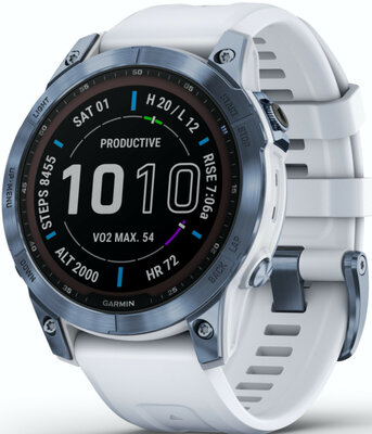 Garmin Fenix 7 Sapphire Solar Blue DLC Titanium / White Band