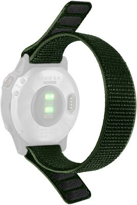 Curea cu velcro 26 mm, nailon, verde (Garmin Fenix 7X/6X/5X etc.)