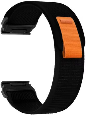 Curea QuickFit 22 mm, nailon, negru, velcro (Garmin Fenix 7/6/5, Epix 2, MARQ 2 etc.)