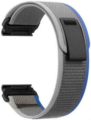 Curea QuickFit 22 mm, nailon, albastru-gri, velcro (Garmin Fenix 7/6/5, Epix 2, MARQ 2 etc.)