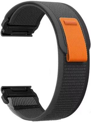 Curea QuickFit 26 mm, nailon, negru-gri, velcro (Garmin Fenix 7X/6X/5X, Tactix etc.)