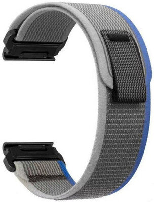 Curea QuickFit 26 mm, nailon, gri-albastru, velcro (Garmin Fenix 7X/6X/5X, Tactix etc.)