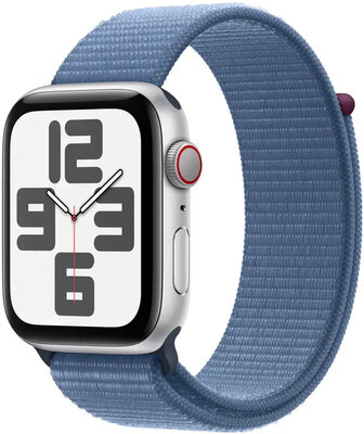 Apple Watch SE GPS + Cellular 44mm Silver Aluminium Case with Winter Blue Sport Loop